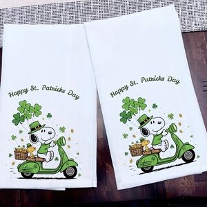 Kitchen Towels Happy St Patricks Day Shamrock Ink on 100% Cotton 28x28 Set of 2